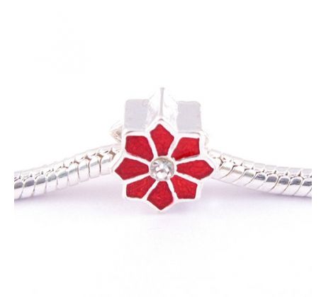 Korálky na náramky Červený květ s krystaly