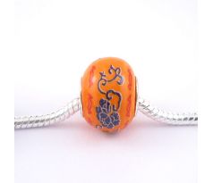 Keramické korálky s velkým průvlekem Oranžový odstín s ornamenty